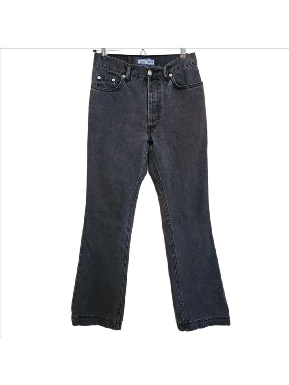 WOMEN'S LOTUS HIGHRISE STRAIGHT LEG WASHED BLACK BUTTON FLY JEANS